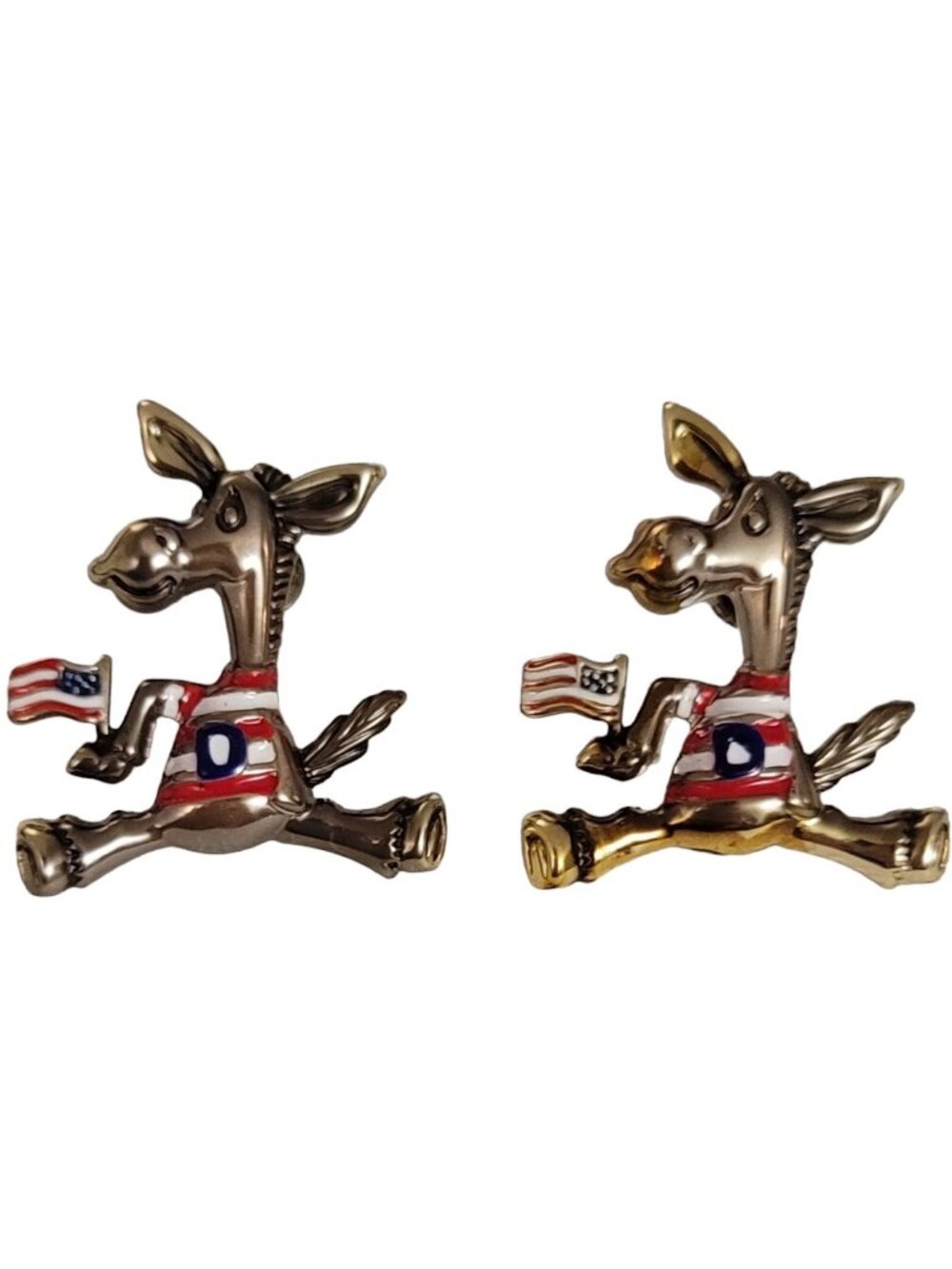 Best Silver Tone Patriotic Donkey Flag Democratic Post Earrings, Signed E23